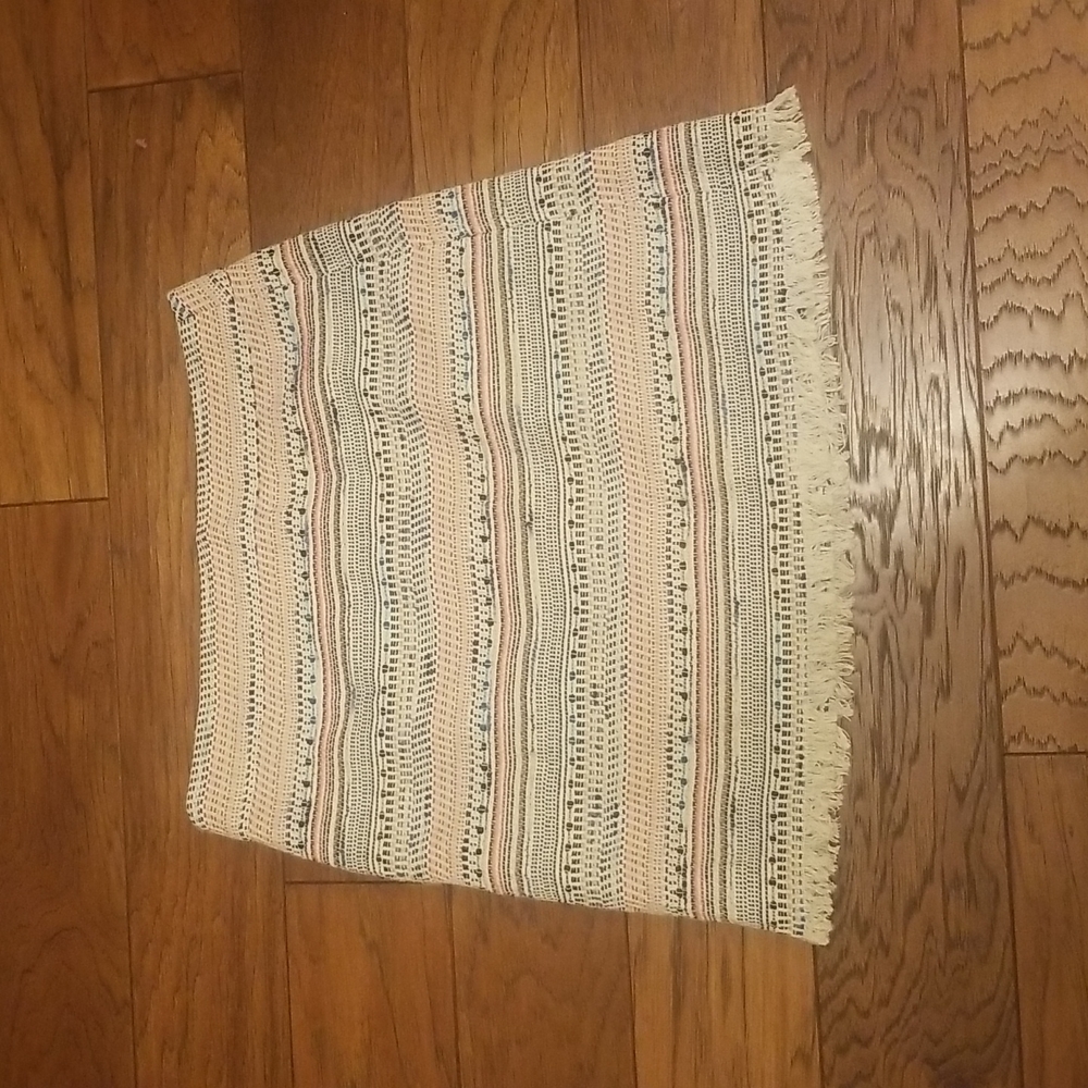 LOFT multi color tweed fringe skirt 10